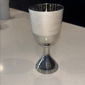 Silver and White enamel Passover Kiddush Cup or prayer cup